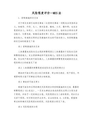 风险程度评价—MES法