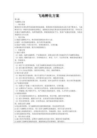 飞地孵化方案