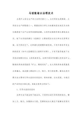 马丽散堵水治理技术