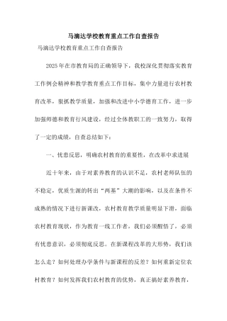 马滴达学校教育重点工作自查报告