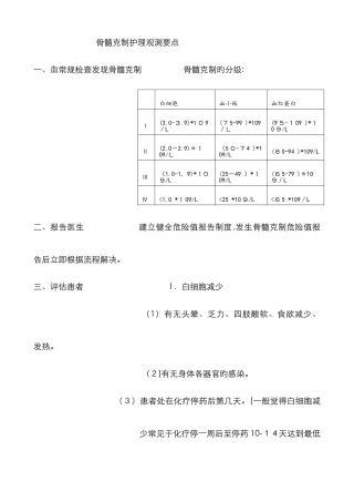 骨髓抑制患者观察护理要点