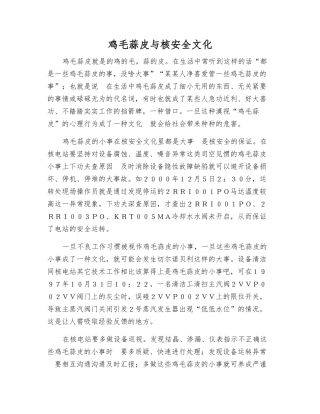 鸡毛蒜皮与核安全文化