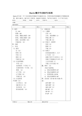 齐鲁医学Harris-髋关节功能评分标准