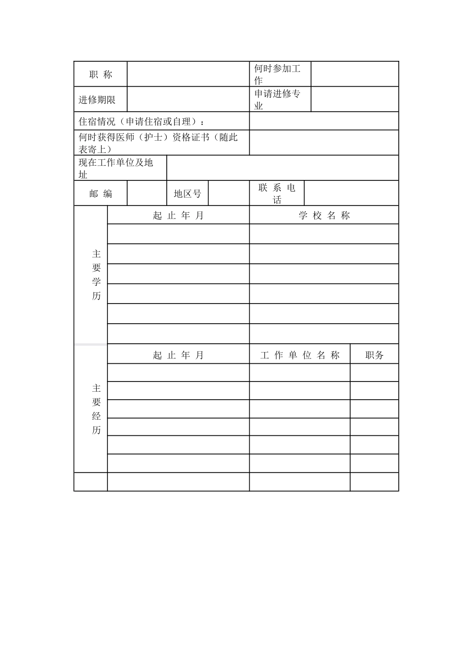 齐鲁医学上海市第九人民医院进修申请表_第2页