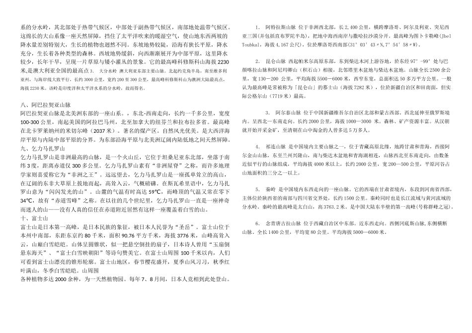 齐鲁医学世界著名山脉及描述_第2页