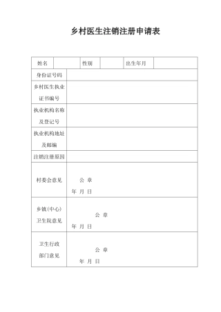 齐鲁医学乡村医生注销注册申请表