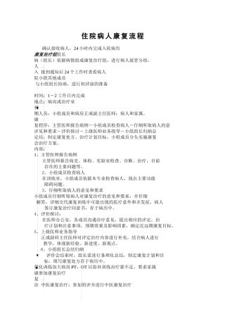 齐鲁医学住院病人康复流程图