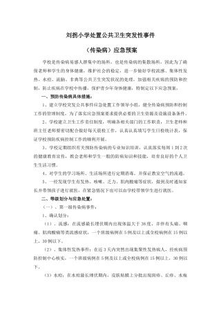 齐鲁医学刘拐小学处置公共卫生突发性事件应急预案