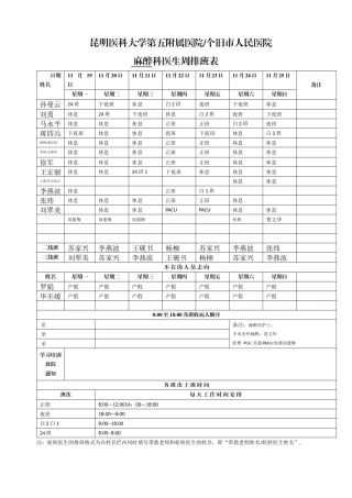 齐鲁医学医生排班表1