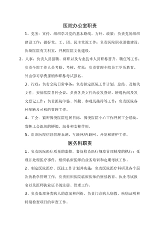 齐鲁医学医院各科室工作职能