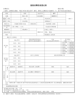 齐鲁医学医院应聘登记表