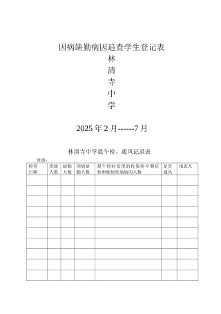 齐鲁医学因病缺勤病因追查学生登记表