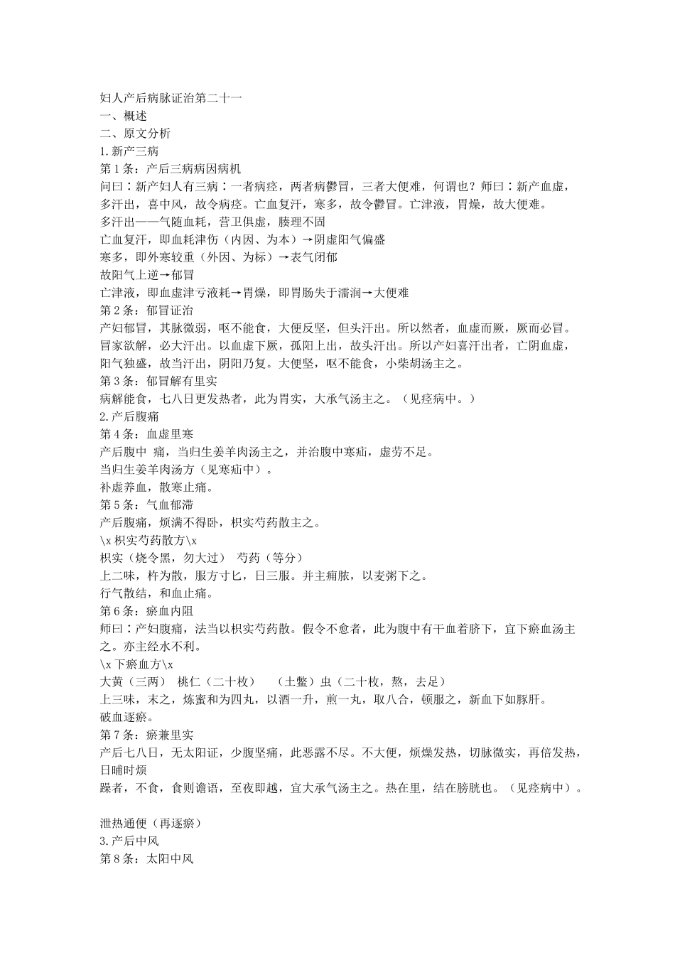 齐鲁医学妇人产后病脉证治第二十一_第1页