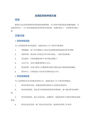 龙湖区财务申报方案