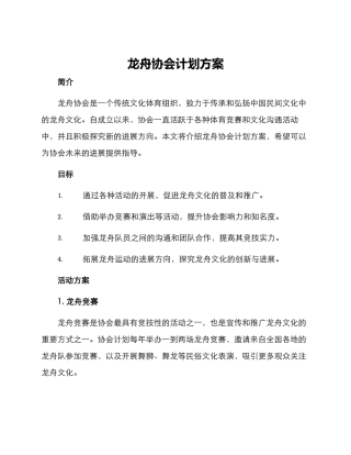 龙舟协会计划方案