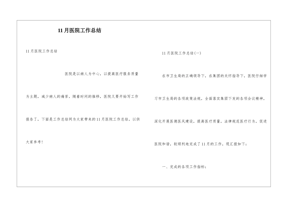 11月医院工作总结_第1页