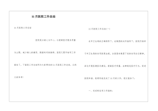 11月医院工作总结