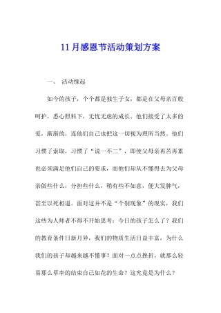11月感恩节活动策划方案