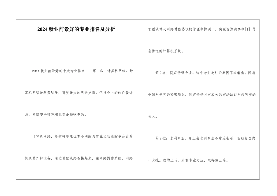 2021就业前景好的专业排名及分析_第1页
