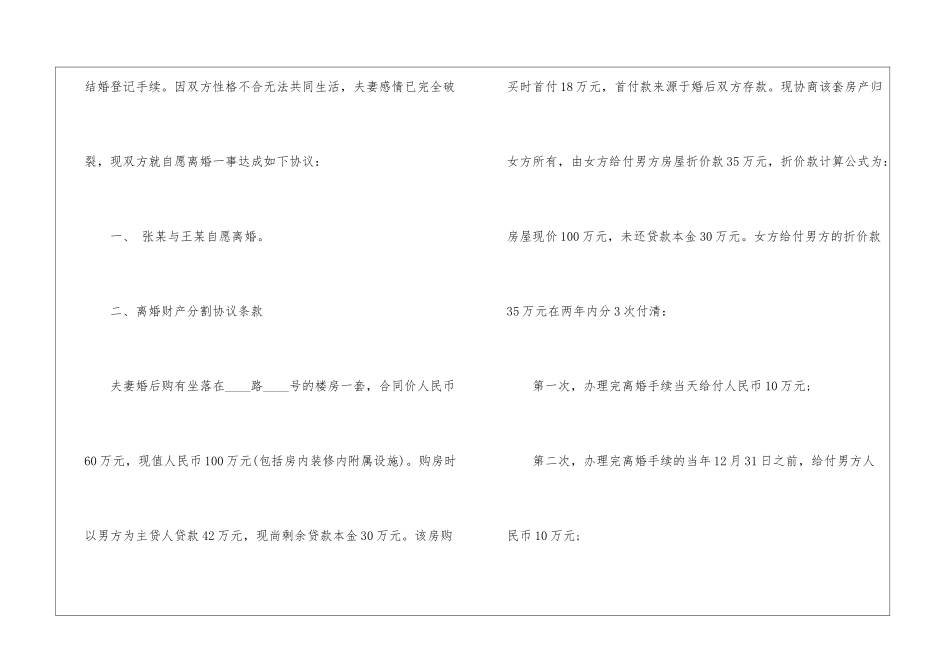 2021标准离婚协议书_第2页