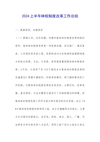 2024上半年林权制度改革工作总结-