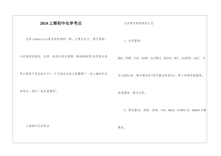 2024上海初中化学考点