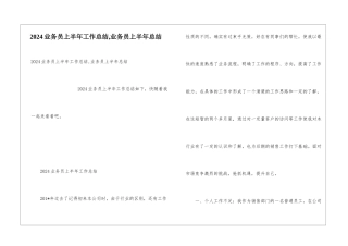 2024业务员上半年工作总结-业务员上半年总结
