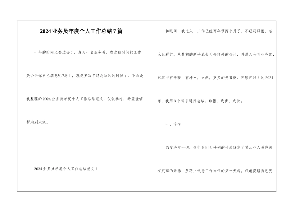 2024业务员年度个人工作总结7篇_第1页
