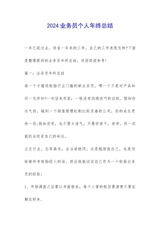 2024业务员个人年终总结-