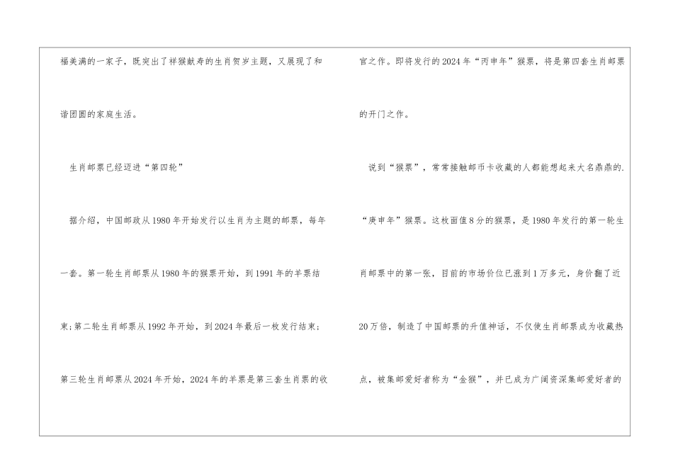 2024丙申年猴票发行_第2页
