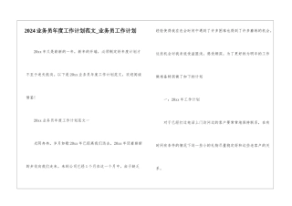 2024业务员年度工作计划范文-业务员工作计划