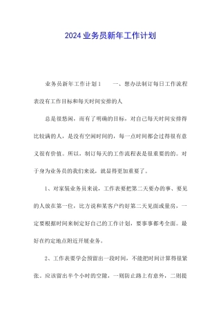 2024业务员新年工作计划