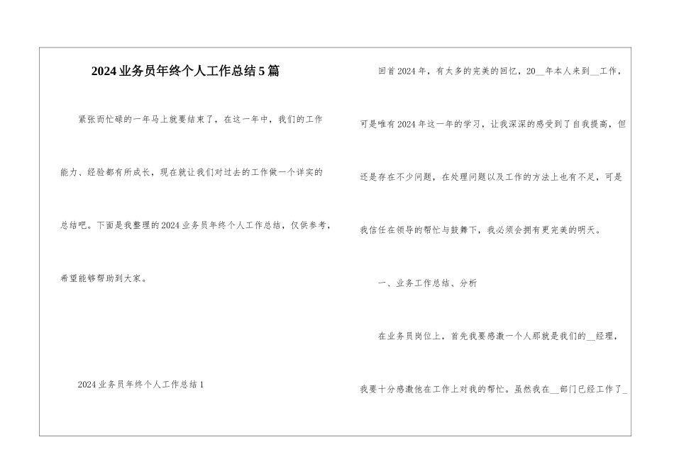2024业务员年终个人工作总结5篇_第1页