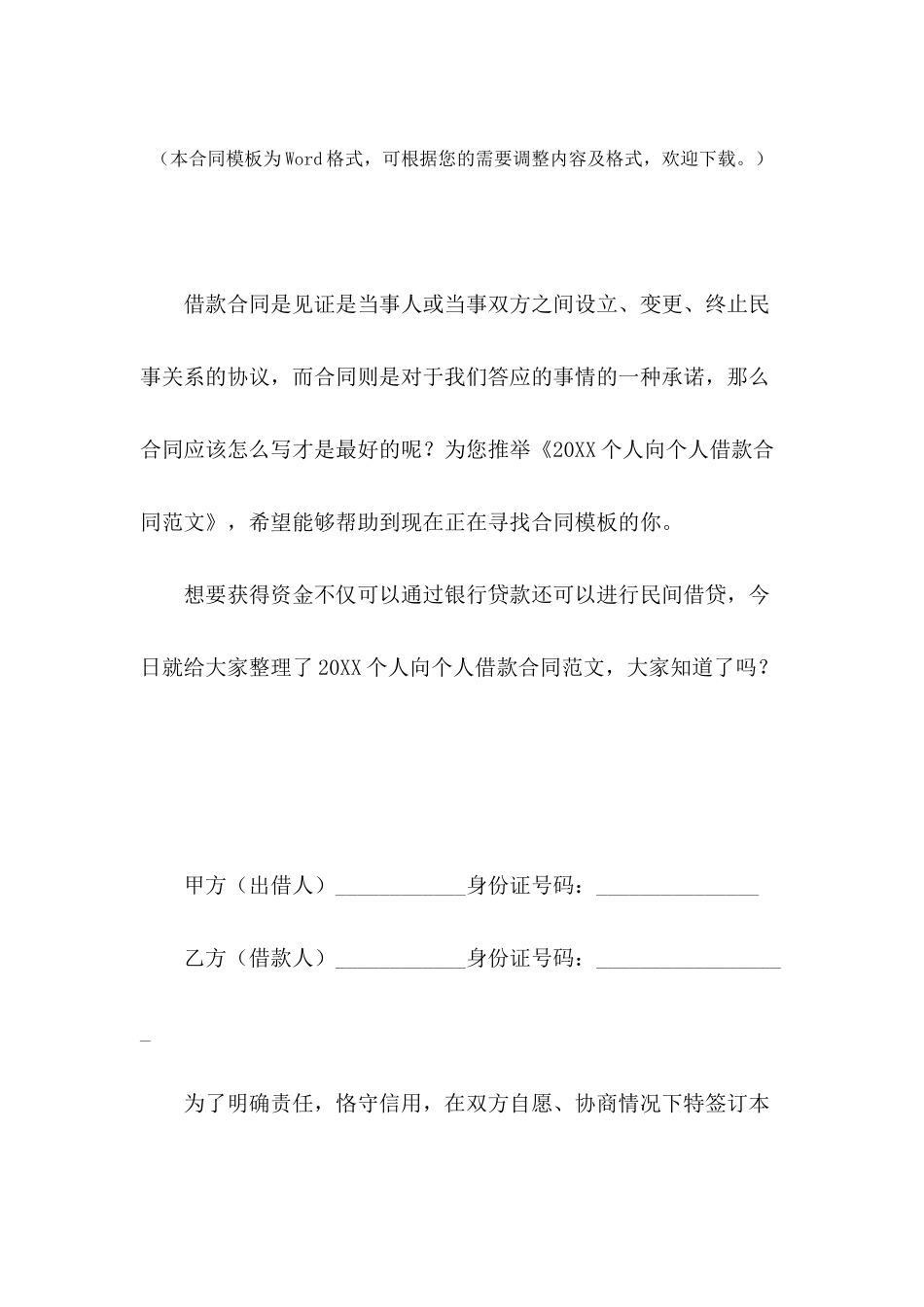 2024个人向个人借款合同范文_第2页