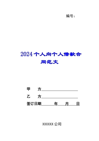 2024个人向个人借款合同范文