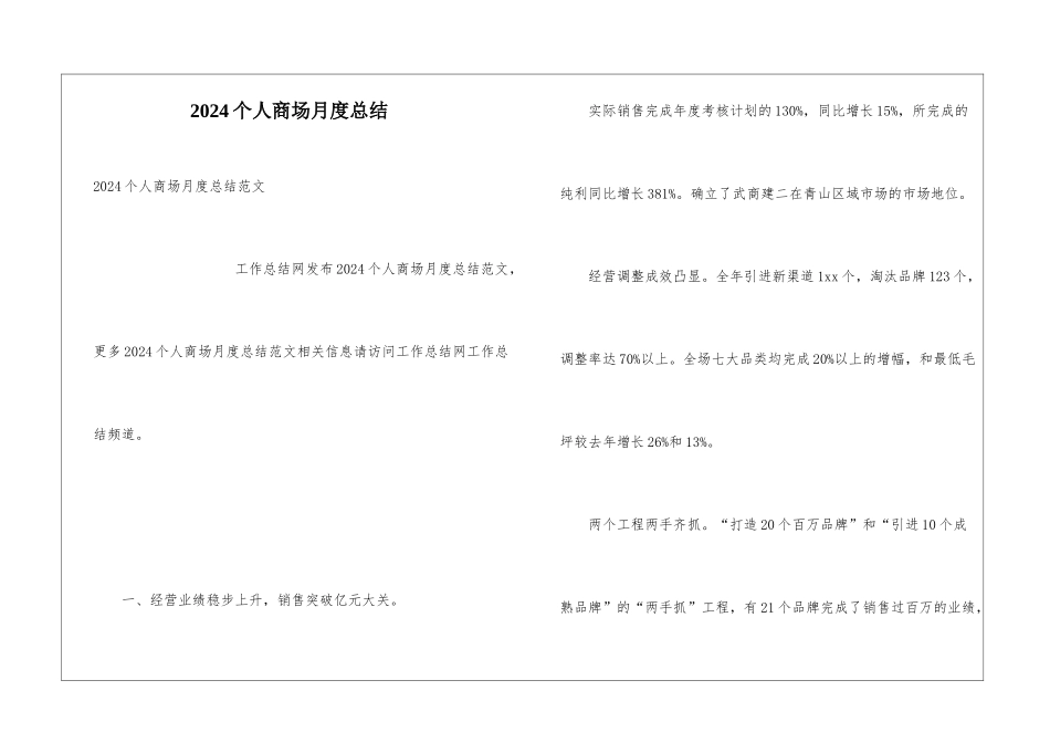 2024个人商场月度总结_第1页