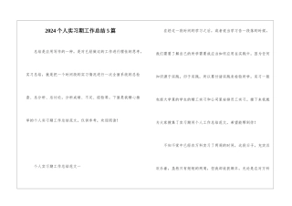 2024个人实习期工作总结5篇