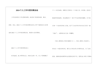2024个人工作年度回顾总结