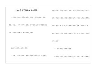 2024个人工作总结体会报告