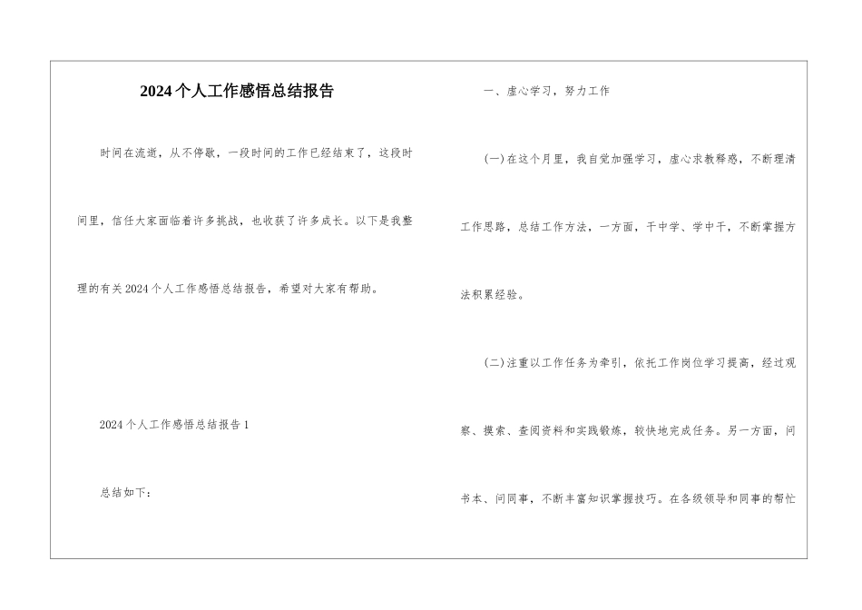 2024个人工作感悟总结报告_第1页