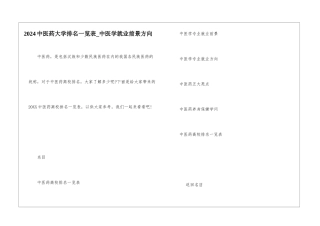 2024中医药大学排名一览表-中医学就业前景方向