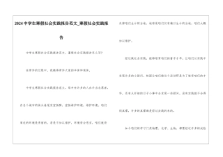 2024中学生寒假社会实践报告范文-寒假社会实践报告