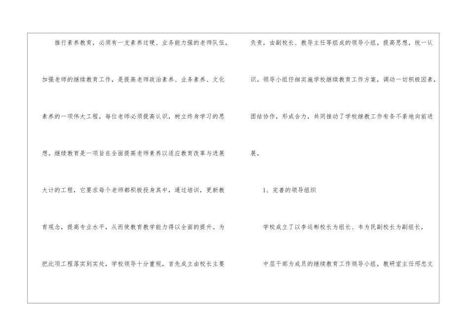 2024中心学校继续教育工作的自查报告_第2页