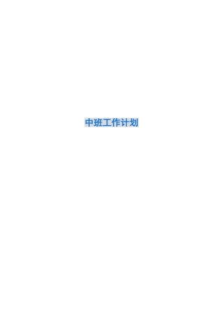 2024中班工作计划