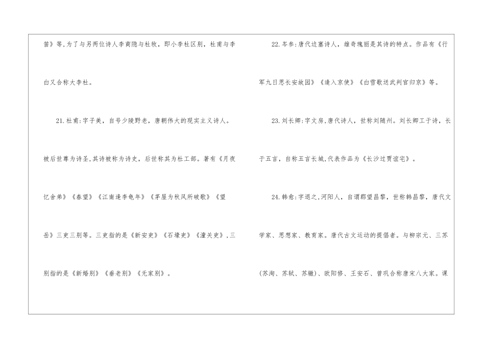 2024中考语文文学常识汇总：唐宋时期-语文文学常识_第2页