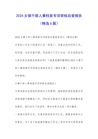 2024乡镇干部人事档案专项审核自查报告-