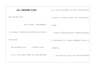 2024人事试用期工作总结