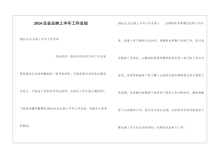 2024企业出纳上半年工作总结