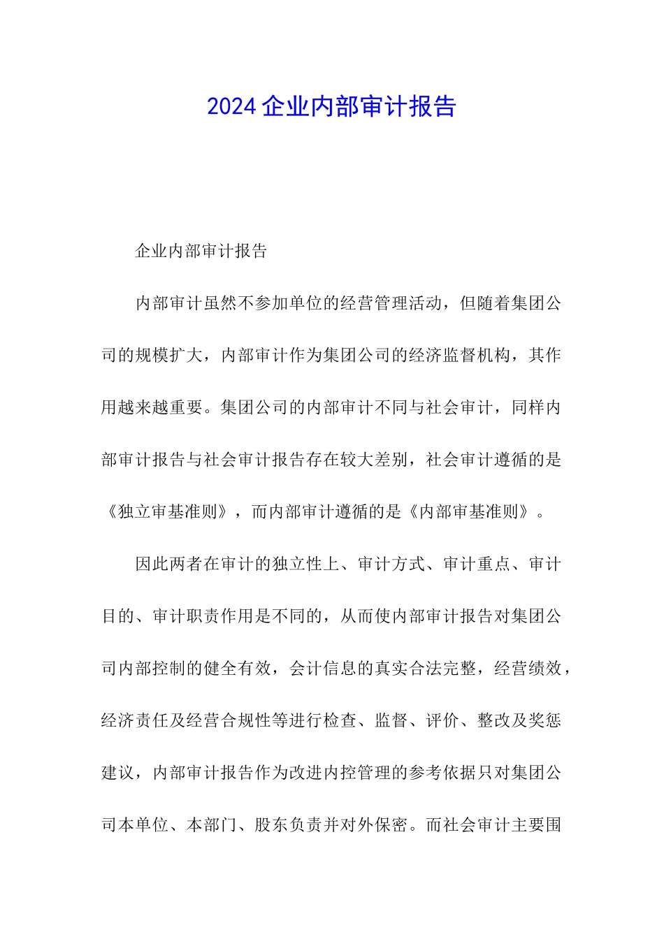 2024企业内部审计报告_第1页