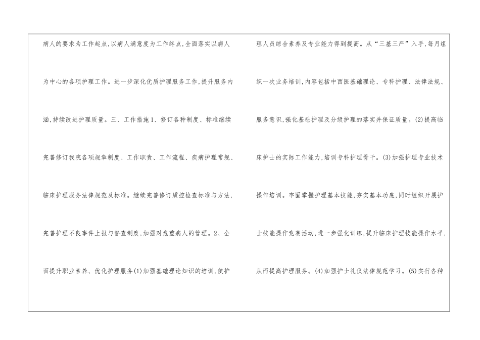 2024优质护理工作计划怎么写表_第2页
